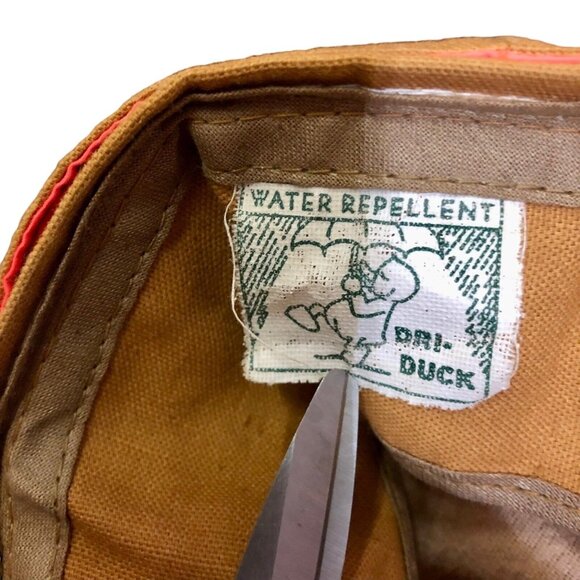 Vintage Dri-Duck Hunting Hat Mens M Used Ear Flaps Safety Orange Fold Over Rever - Picture 7 of 10